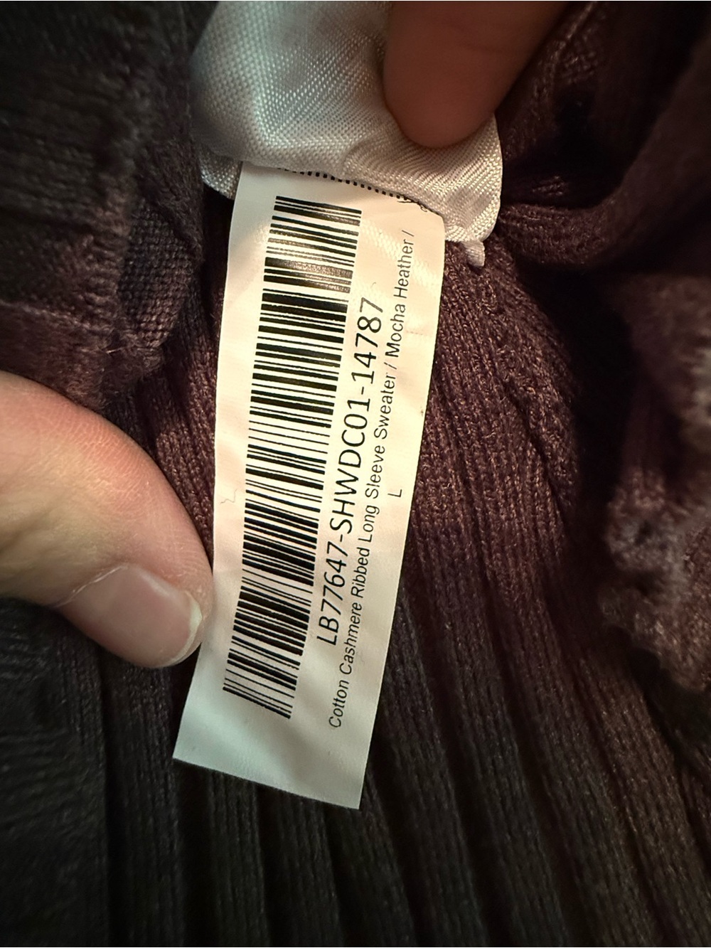 Quince Ribbed Cotton Cashmere Crewneck Sweater, Mocha Heather, Large - Picture 5 of 7